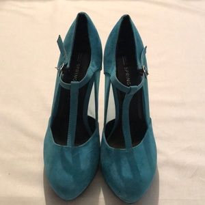 Suede blue🌀Mesh sides🌀T-Strap Buckle